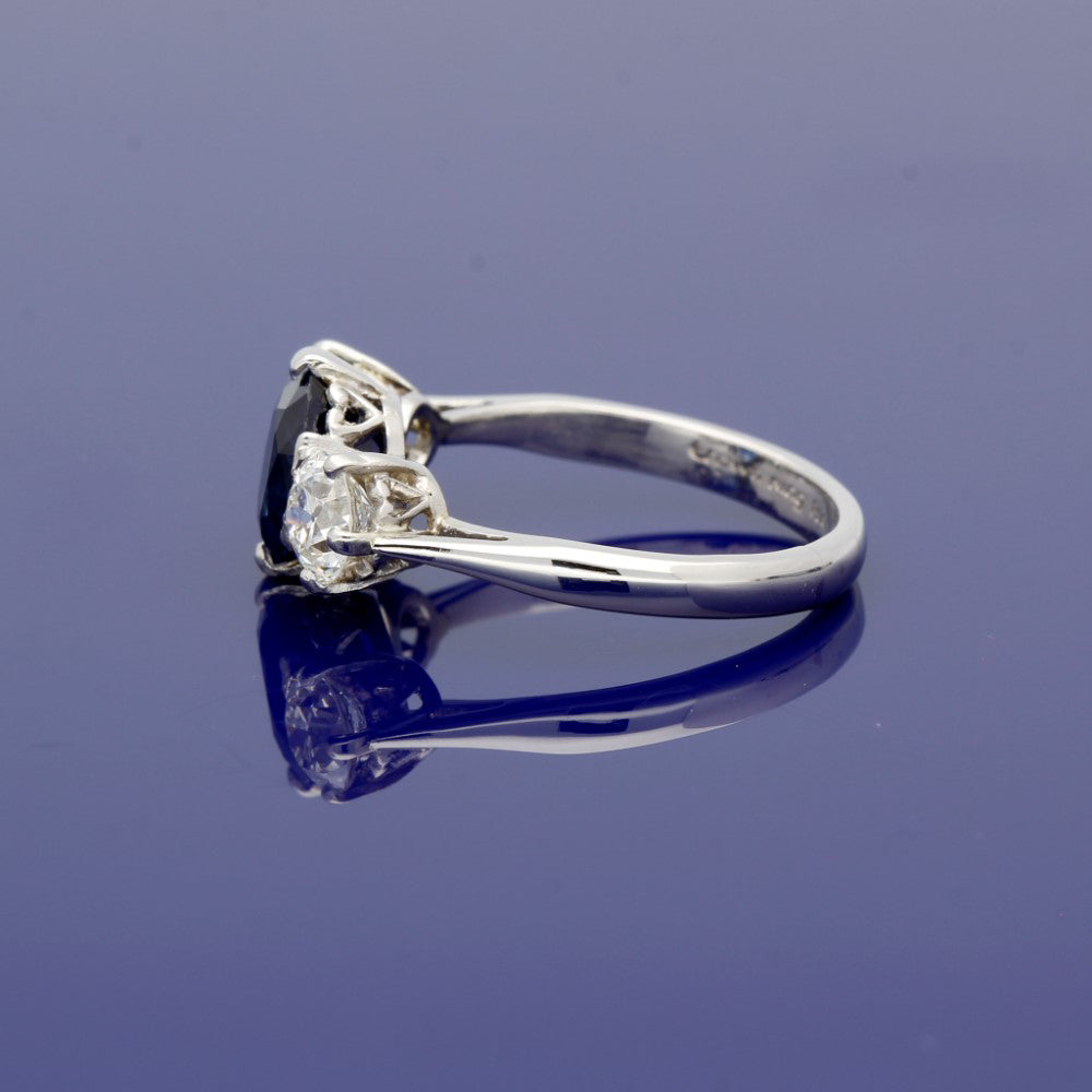 Platinum Sapphire & Diamond Trilogy Ring