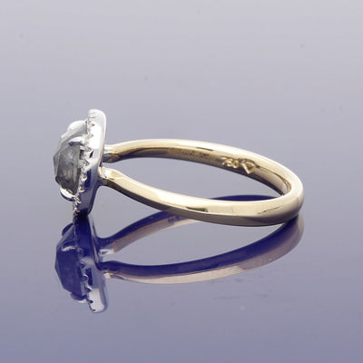18ct Yellow Gold Diamond Halo Ring with 1.89ct Cushion Cut Salt & Pepper Diamond
