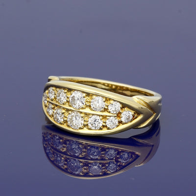 Vintage 18ct Yellow Gold Diamond Boat Ring