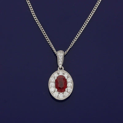 18ct White Gold Ruby & Diamond Pendant