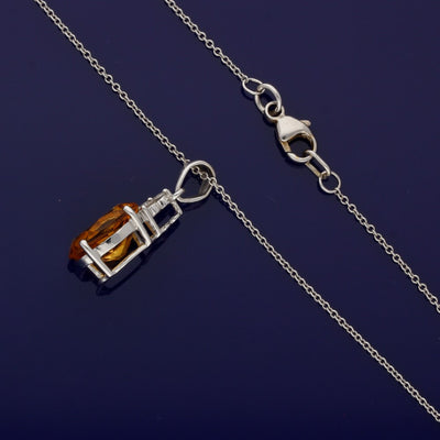 18ct White Gold Citrine and Diamond Necklace