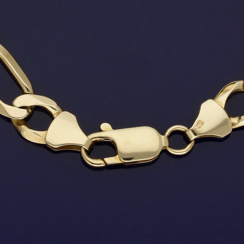9ct Yellow Gold Figaro Curb Bracelet