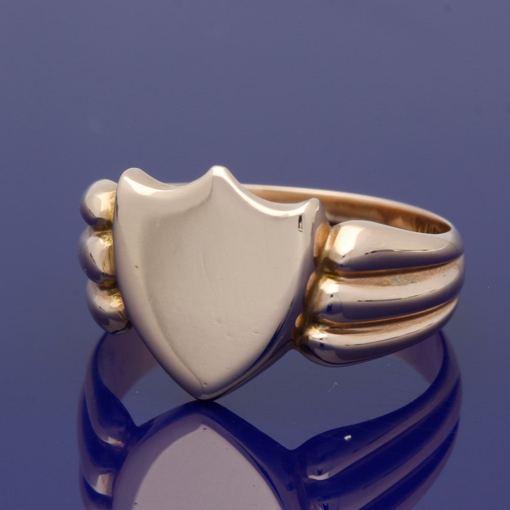 Edwardian Vintage 9ct Rose Gold Shield Signet Ring Brighton