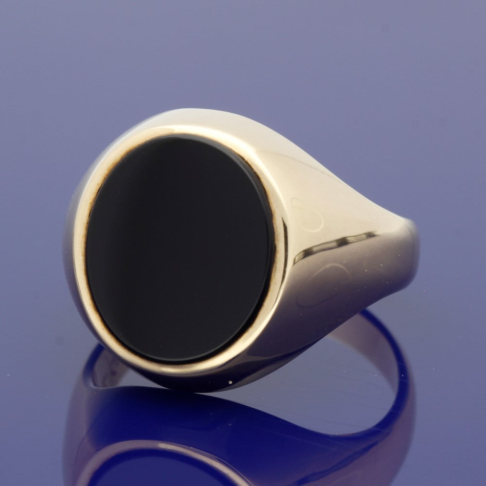 9ct Yellow Gold Onyx Oval Signet Ring