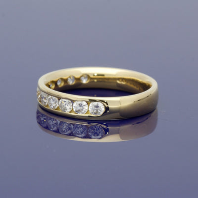 18ct Yellow Gold Channel Set Diamond Half Eternity Ring