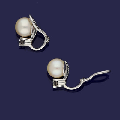 8mm Akoya Pearl & Diamond 18ct White Gold Clip-On Earrings