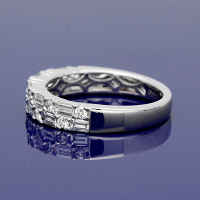 Platinum Two Row Diamond Half Eternity Ring