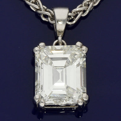 Platinum 2.16ct Certificated Diamond Emerald Cut Pendant