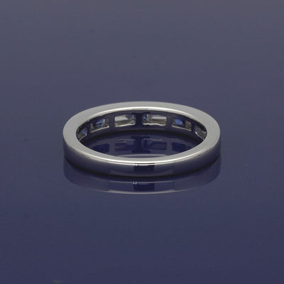 18ct White Gold Sapphire & Baguette Cut Diamond Half Eternity Ring