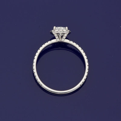 18ct White Gold Certificated Heart Shape Diamond Halo Ring - GoldArts