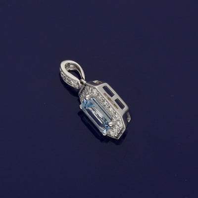 18ct White Gold Aquamarine and Diamond Pendant