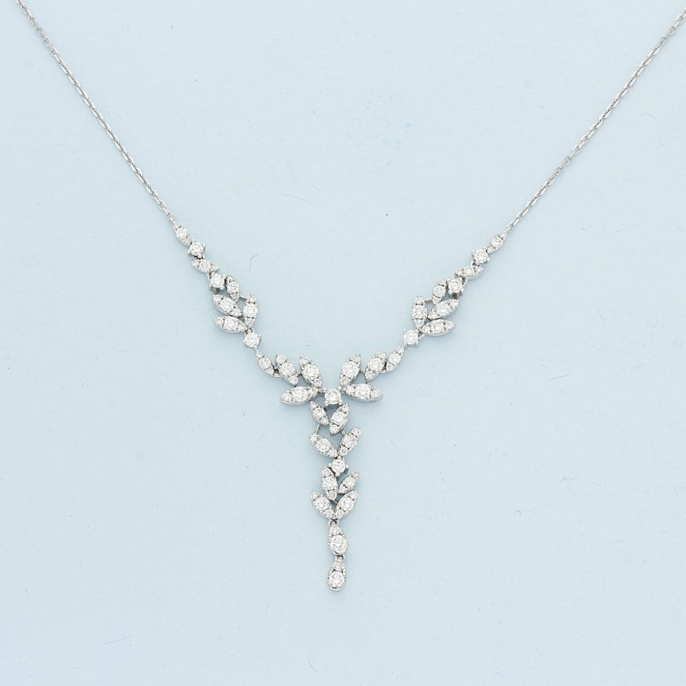18ct White Gold Diamond Cascade Necklace