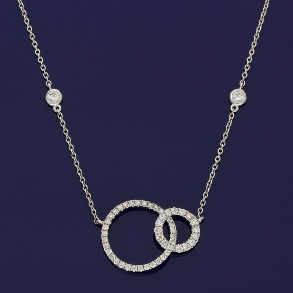 Tiffany & Co 18k Rose White Gold Diamond Interlocking Circle Necklace  21628G | eBay