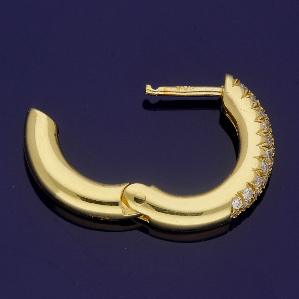 18ct Yellow Gold Pave Set Diamond Hoop Earrings 15mm
