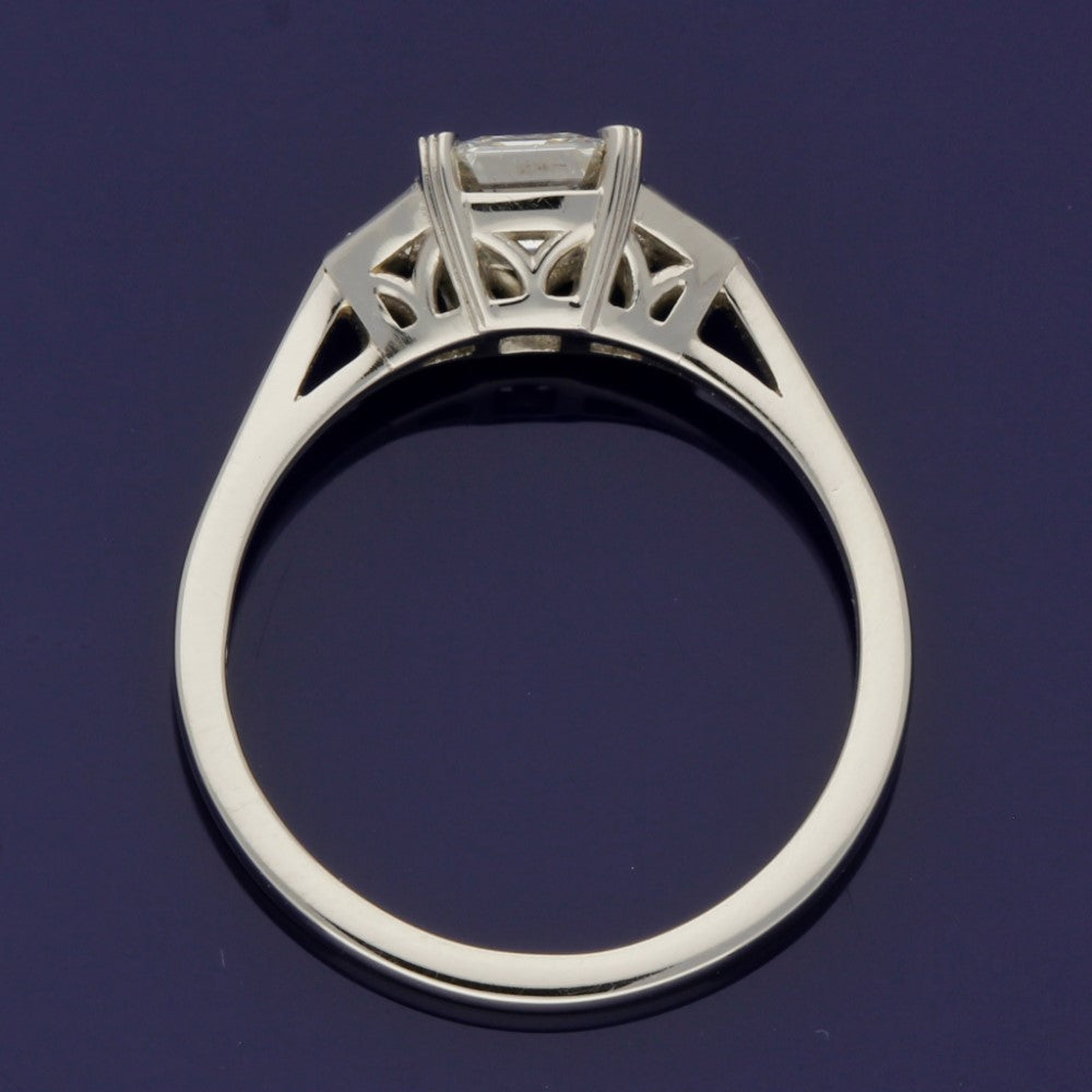 Platinum 0.94ct Asscher Cut & Trapeze Cut Diamond Trilogy Style Ring
