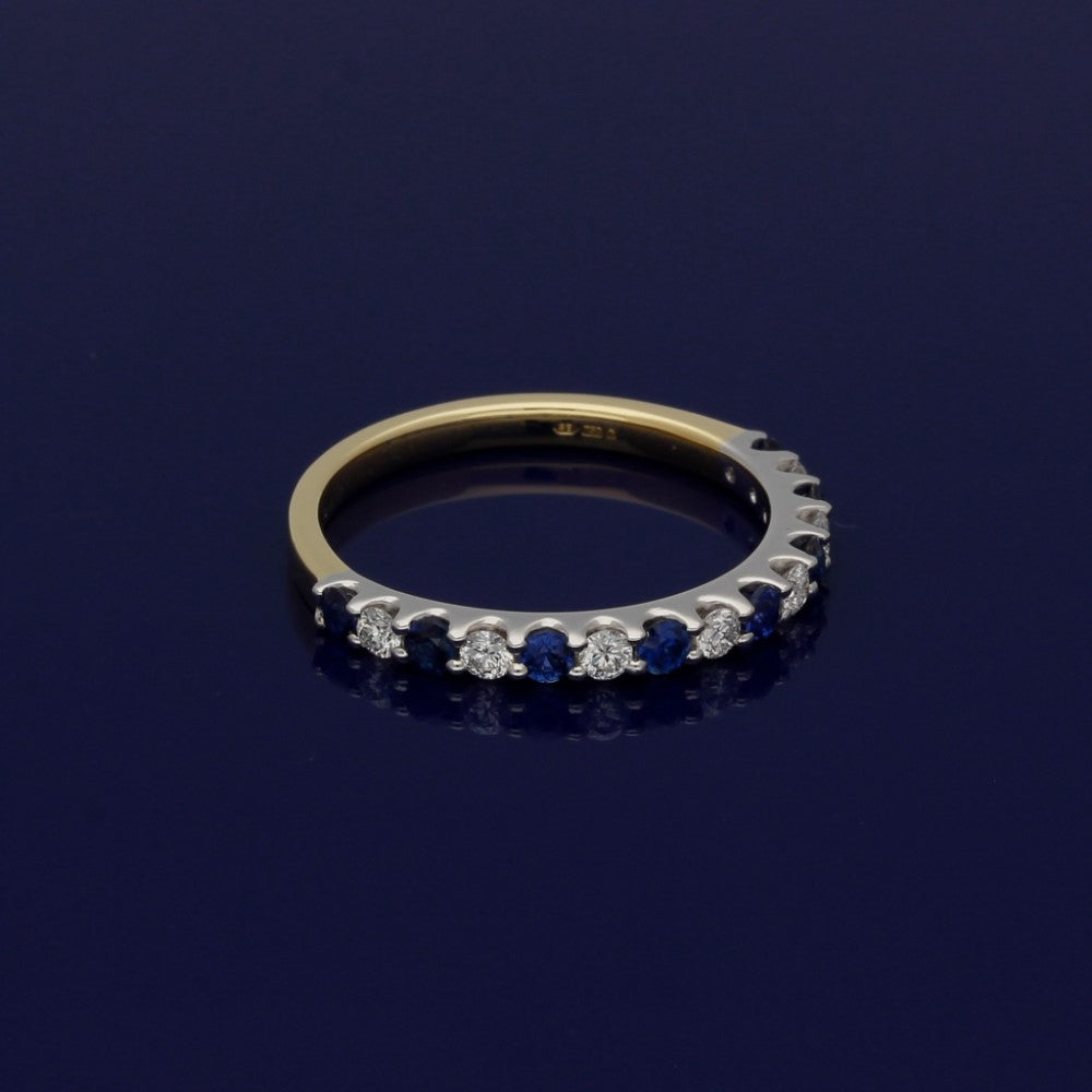 18ct Yellow & White Gold Sapphire & Diamond Half Eternity Ring