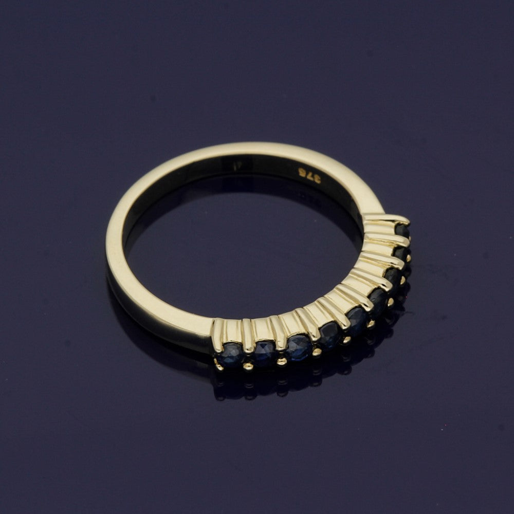 9ct Yellow Gold Sapphire Claw Set Half Eternity Ring