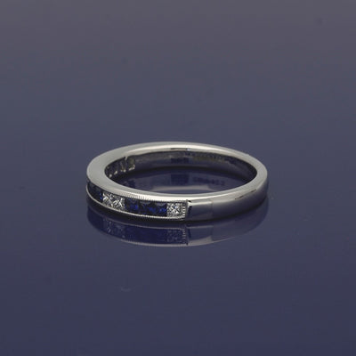 Platinum Sapphire & Princess Cut Diamond Half Eternity Ring