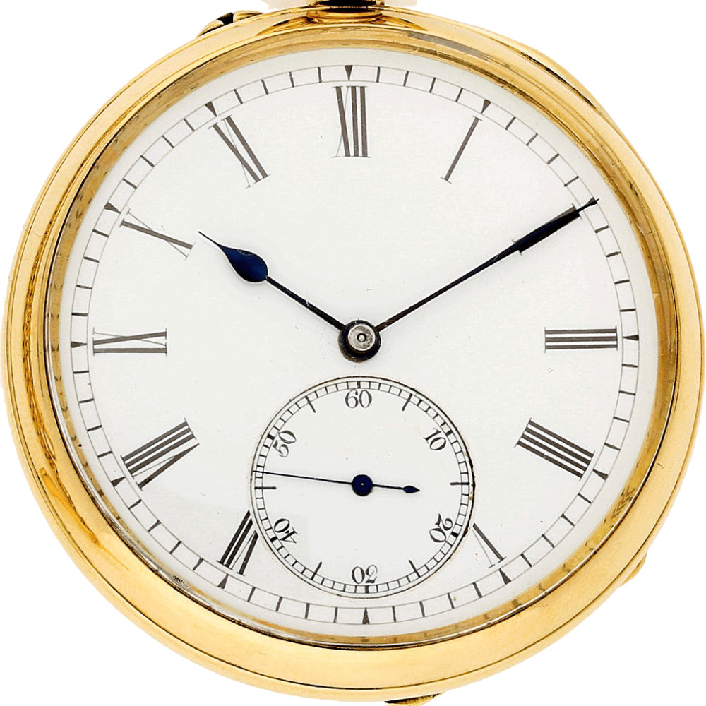 Open Faced 18ct Yellow Gold Large Pocket Watch