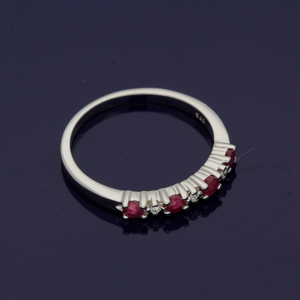 9ct White Gold Ruby & Diamond Half Eternity Ring