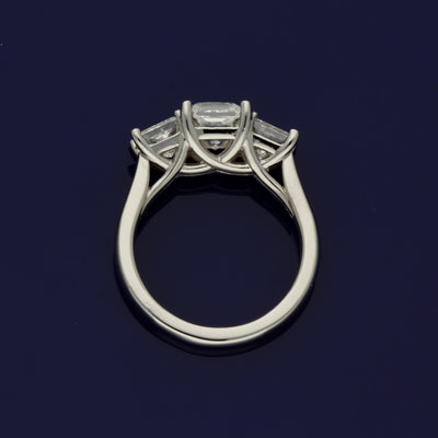 Platinum 2.93ct Princess Cut Diamond Trilogy Ring