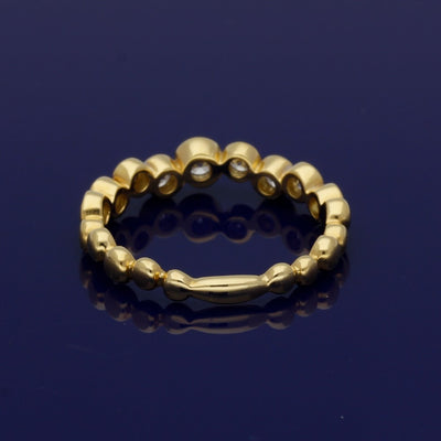 18ct Yellow Gold Diamond Bubble Half Eternity Ring