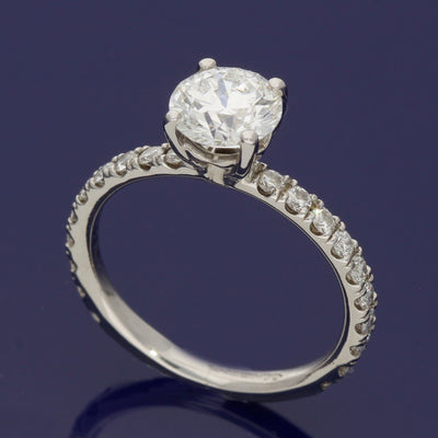 Platinum Certificated 1.26ct Diamond Solitaire Engagement Ring with Diamond Shoulders