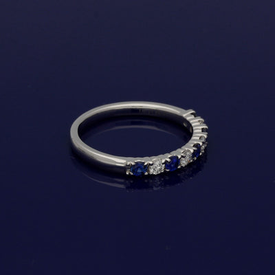 Platinum Sapphire & Diamond Half Eternity Ring