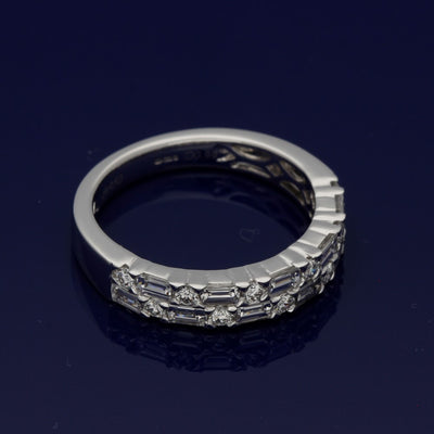 Platinum Two Row Diamond Half Eternity Ring
