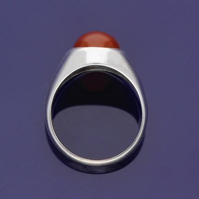 Silver Oval Cabachon Cornelian 12 x 10mm Signet Ring