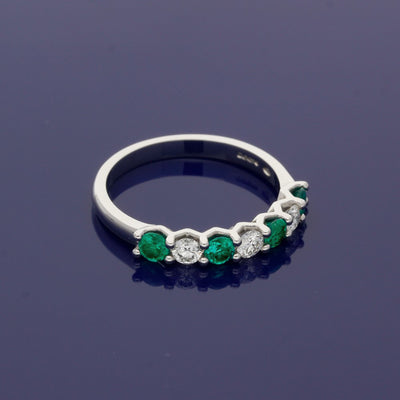 Platinum Emerald and Diamond Half Eternity Ring