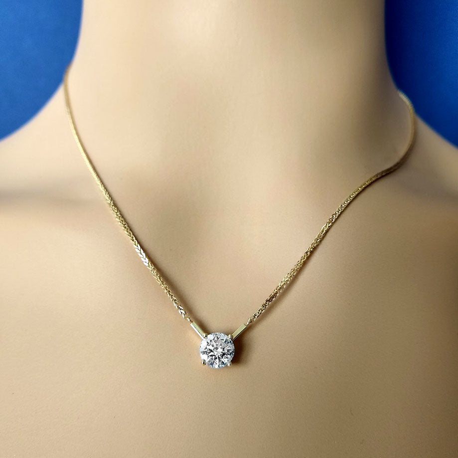 18ct Yellow Gold Certificated Diamond Solitaire Pendant