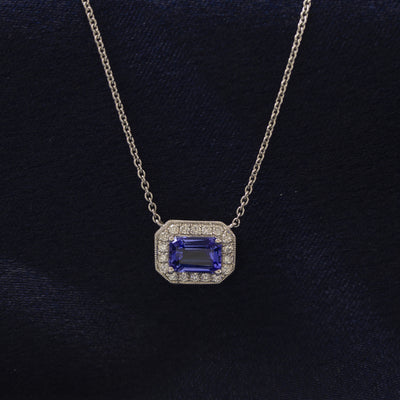 18ct White Gold Tanzanite and Diamond Necklace