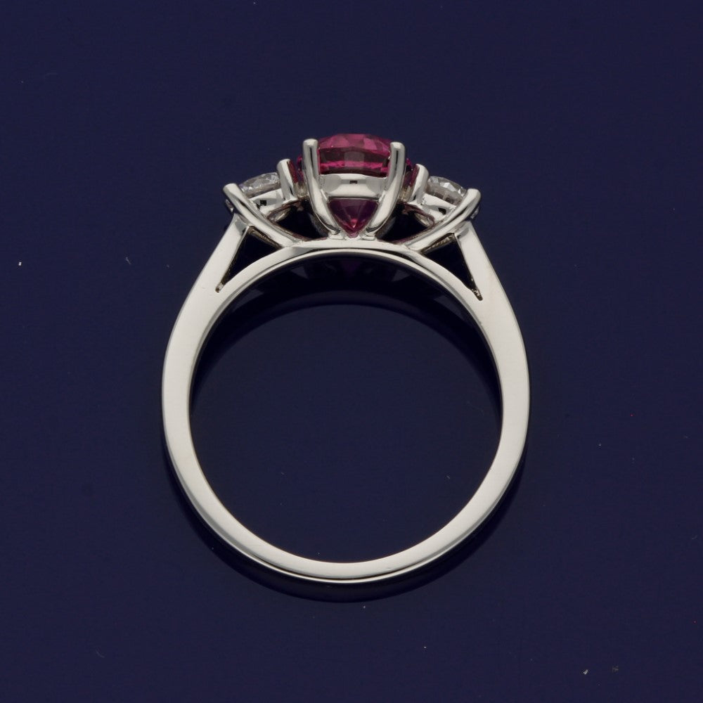 Platinum Pink Sapphire & Diamond Trilogy Ring