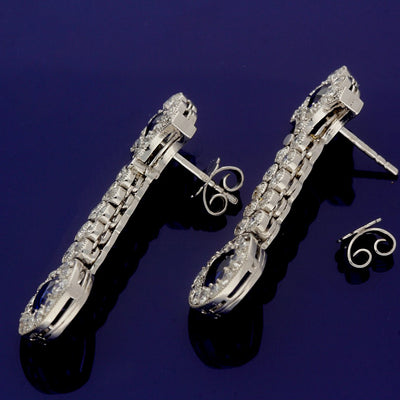 Platinum Art Deco Handmade 1930’s Sapphire and Diamond Drop Earrings