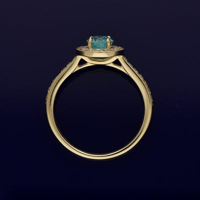 18ct Yellow Gold 0.83ct Paraiba Tourmaline & Diamond Halo Ring