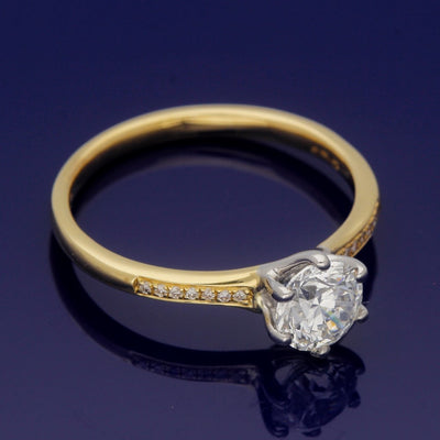 18ct Yellow Gold Certificated 0.90ct Diamond Solitaire Ring with Diamond Set Shoulders