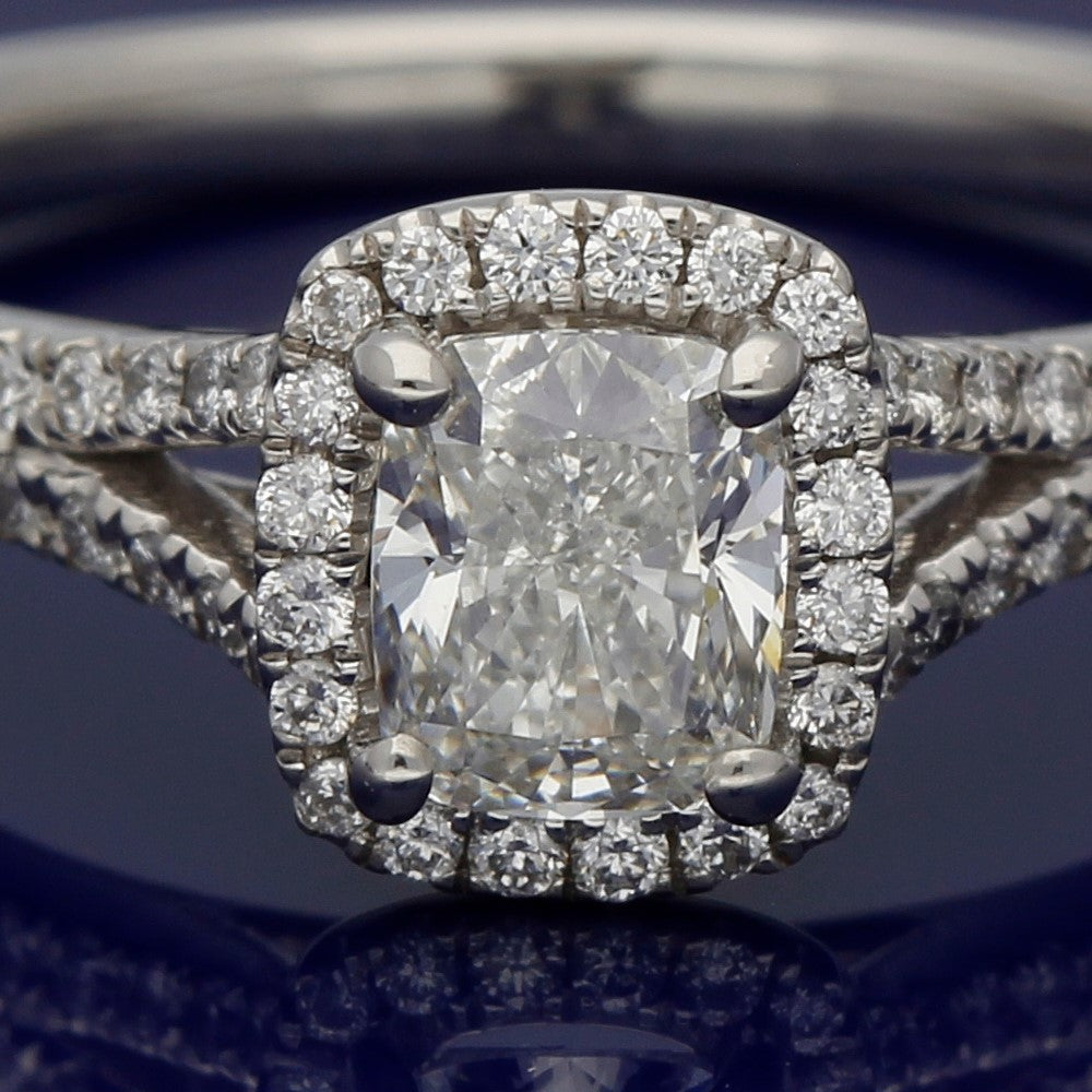 Platinum Certificated Cushion Cut Diamond Halo Ring – GoldArts