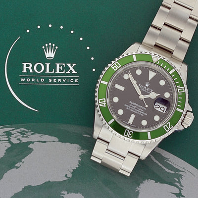 Pre-owned Rolex Submariner 'Kermit' Stainless Steel Bracelet Watch, 16610