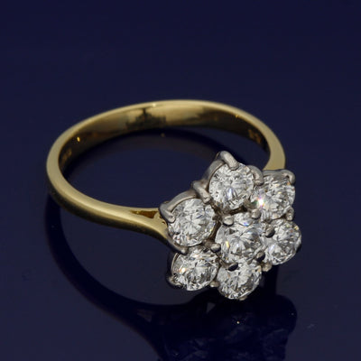 18ct Yellow Gold Diamond Daisy Cluster Ring