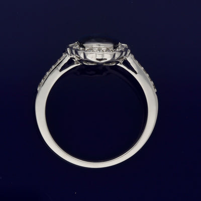 18ct White Gold Sapphire & Diamond Oval Cluster Ring