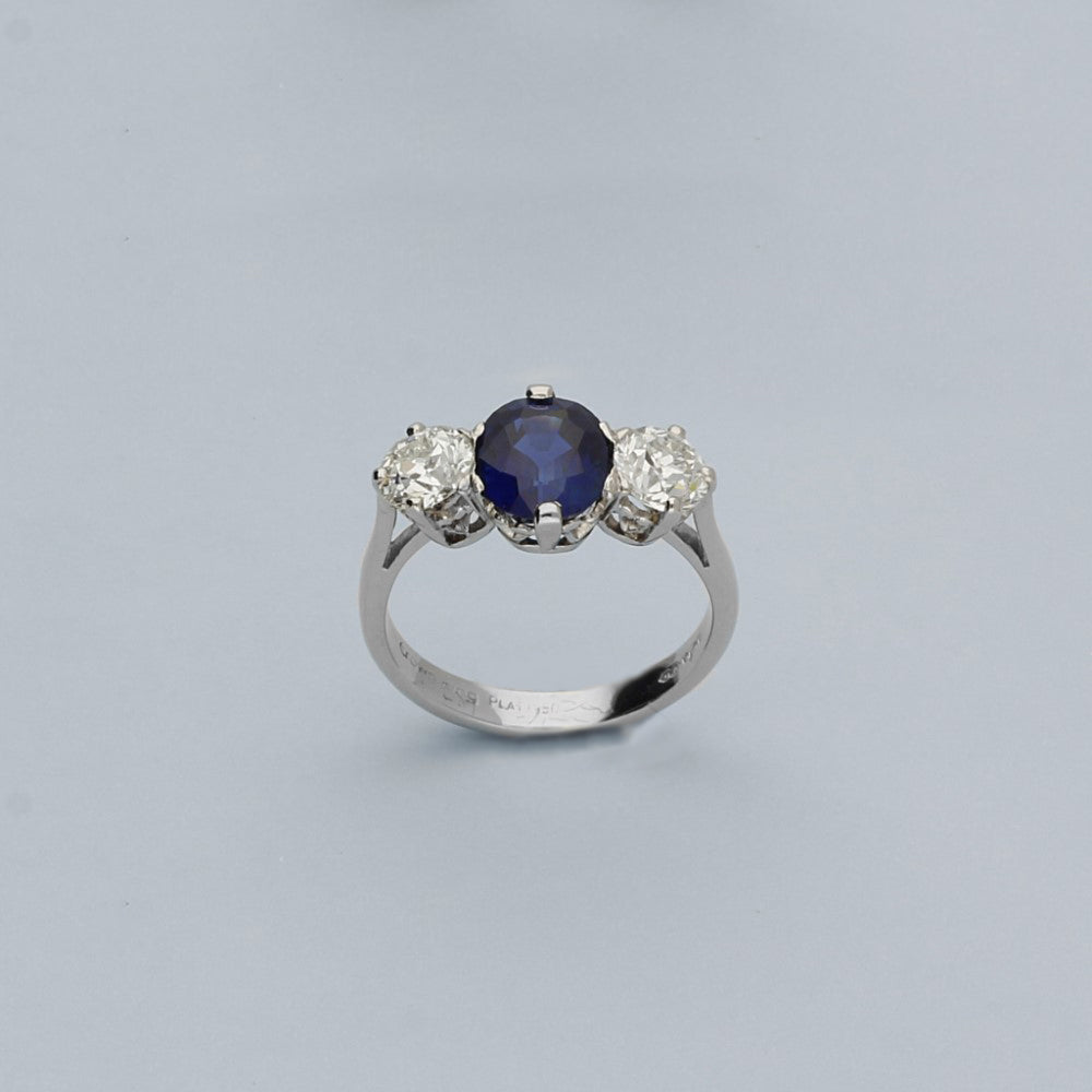 Platinum Sapphire & Diamond Trilogy Ring
