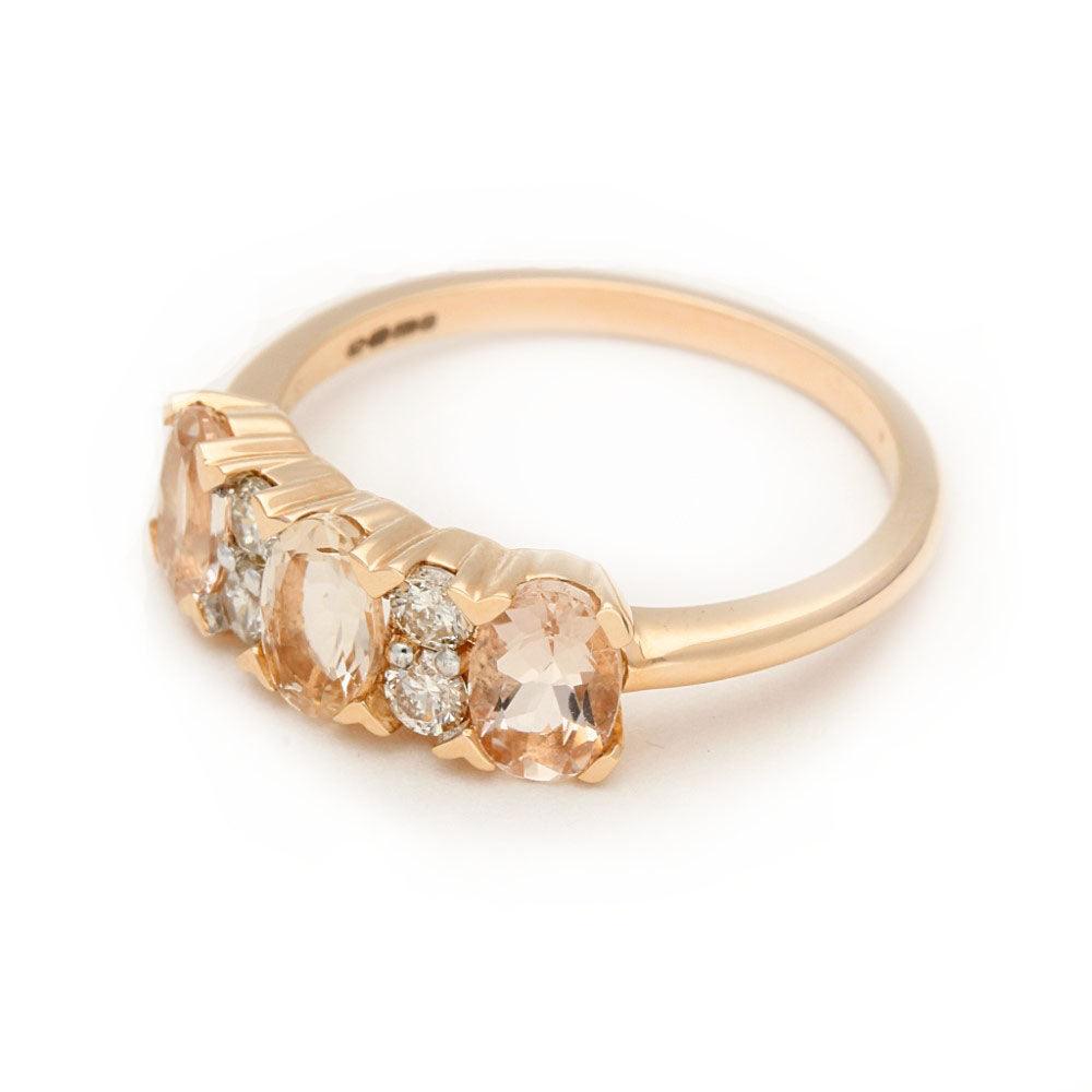 18ct Rose Gold Morganite and Diamond Dress Ring - GoldArts