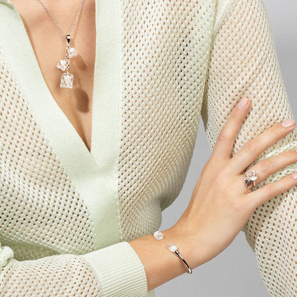 Lalique Muguet Flexible Bangle - Clear Crystal & Silver 10692600