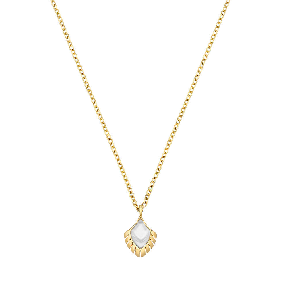 Lalique Peacock Paon Pendant Necklace, White Pearly Crystal & 18k 10735400