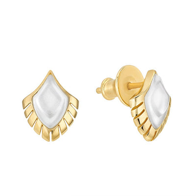 Lalique Peacock Paon Stud Earrings - White Crystal & 18k Gold Plate 10735200