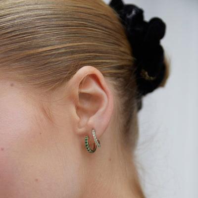9ct White Gold Peridot Hoop Earrings