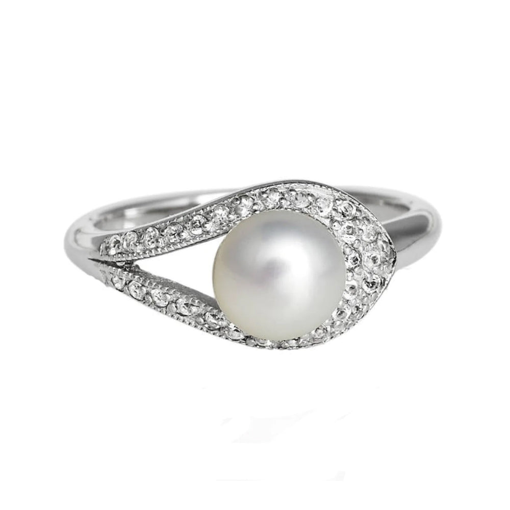 Jersey Pearl Freshwater Pearl & Topaz Ring Size L - Sale